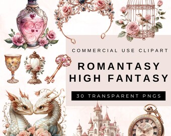 Clipart fantasy romantico, Clipart cavaliere drago, Clipart drago rosa Design libro ragazza, Set di sublimazione di libri magici e fiabeschi