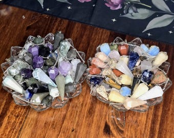 Assorted Pendulums | Divination Tool | Handcrafted | Crystal Pendulum | Clear Quartz | Obsidian | Selentite | Witchcraft | Dowsing | Pagan