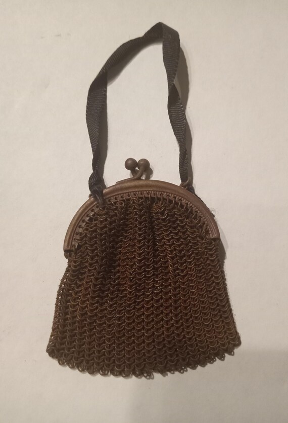 Antique mesh silver coin purse, mesh purse, vinta… - image 1