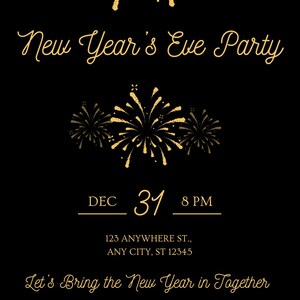 New Year&#39;s Eve Invitation and Menu