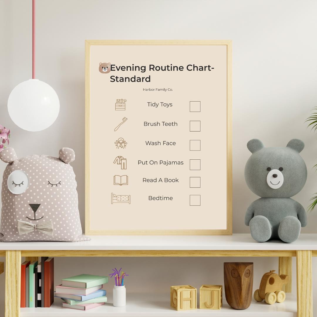 Evening Boy Routine Chart Evening Routine Chart for Toddlers & Kids | Visual Schedule Checklist ...