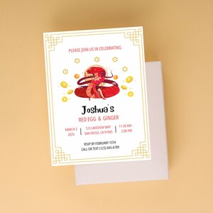 Year of the Snake | 100 Days | Red Egg and Ginger | Red and Gold | Invitation