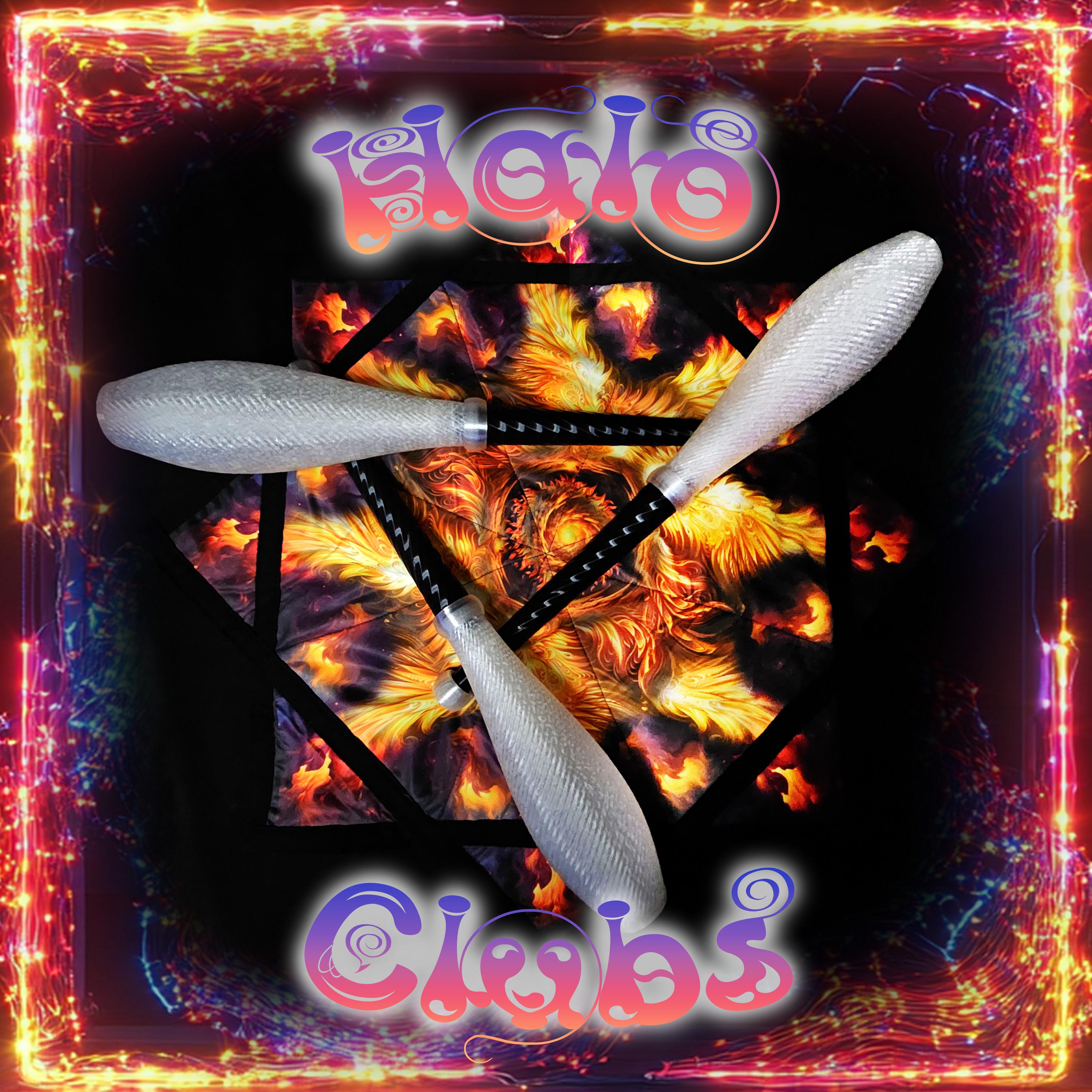 Halo LED Juggling Clubs: Spiral TPU Body, Birch Dowel Handle - Set of 3