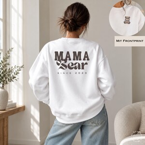 Personalized mom sweatshirt with year, mom sweater gift, gift for new mom after birth, mom pullover, mom bear