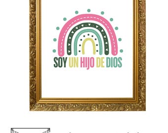 Printable I am a child of God, Spanish Green and Pink - Soy Un Hijo De Dios