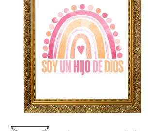 Printable I am a child of God, Spanish Pink and Orange - Soy Un Hijo De Dios