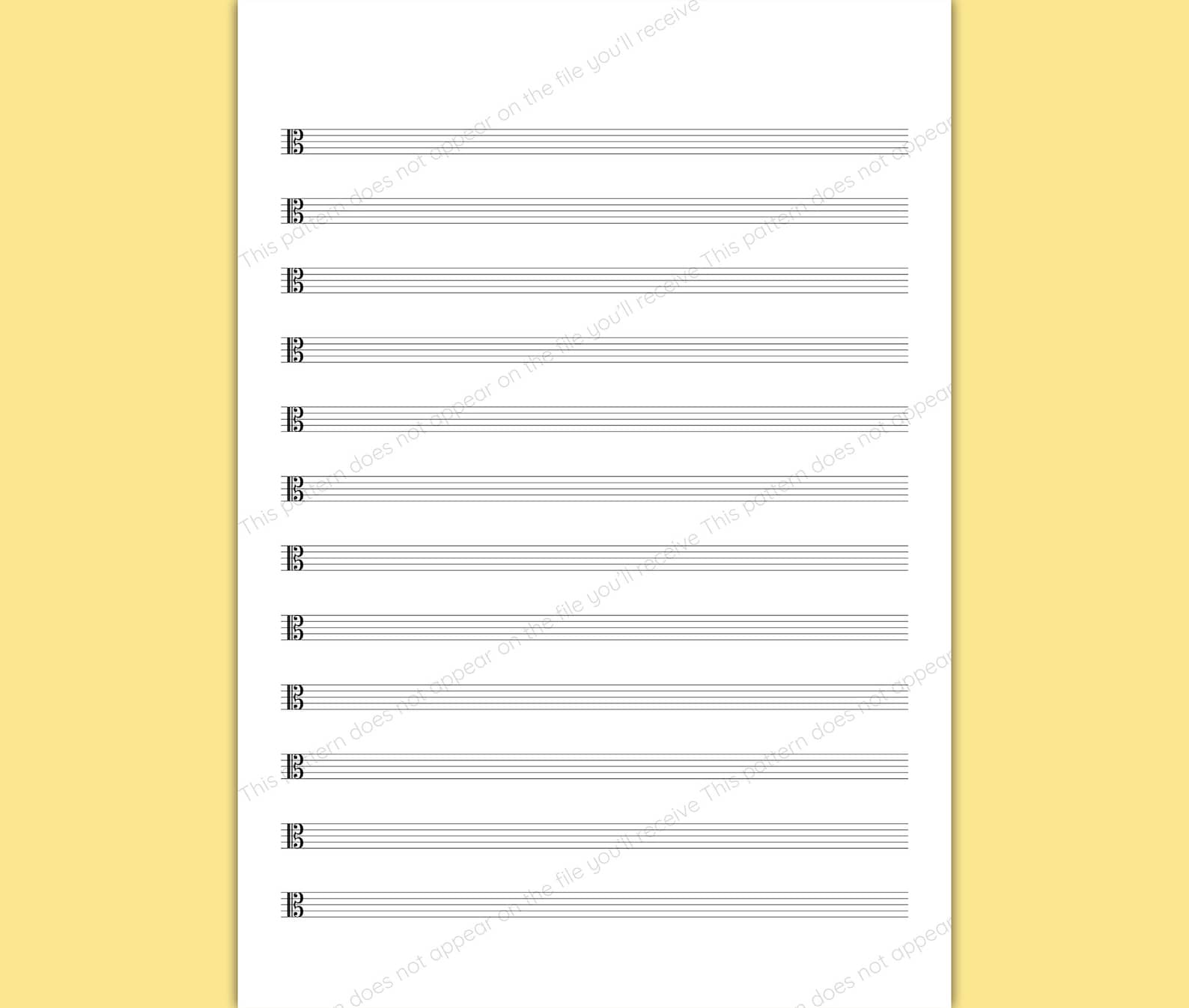 Printable Blank Sheet Music Alto Clef Template A4 Size 12 Blank Staves