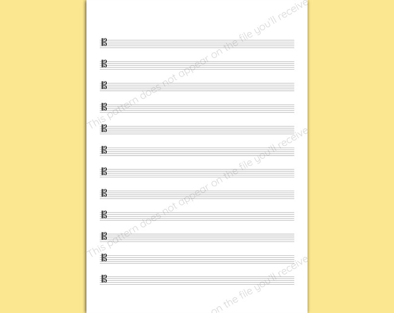 Printable Blank Sheet Music Tenor Clef Template A4 Size 12 Blank Staves ...