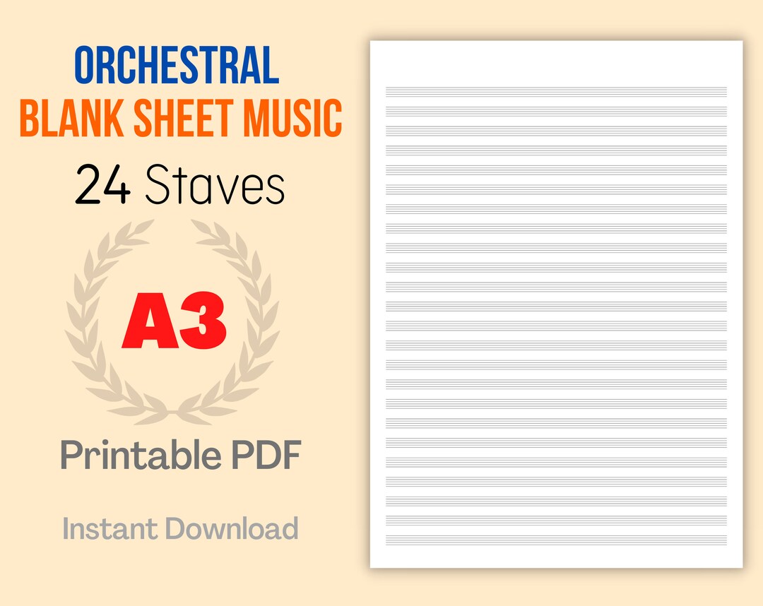 Printable Blank Orchestral Sheet Music Blank Template A3 Size 24 Blank