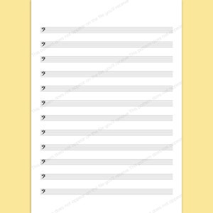 Printable Blank Sheet Music Bass Clef Template A4 Size - Etsy