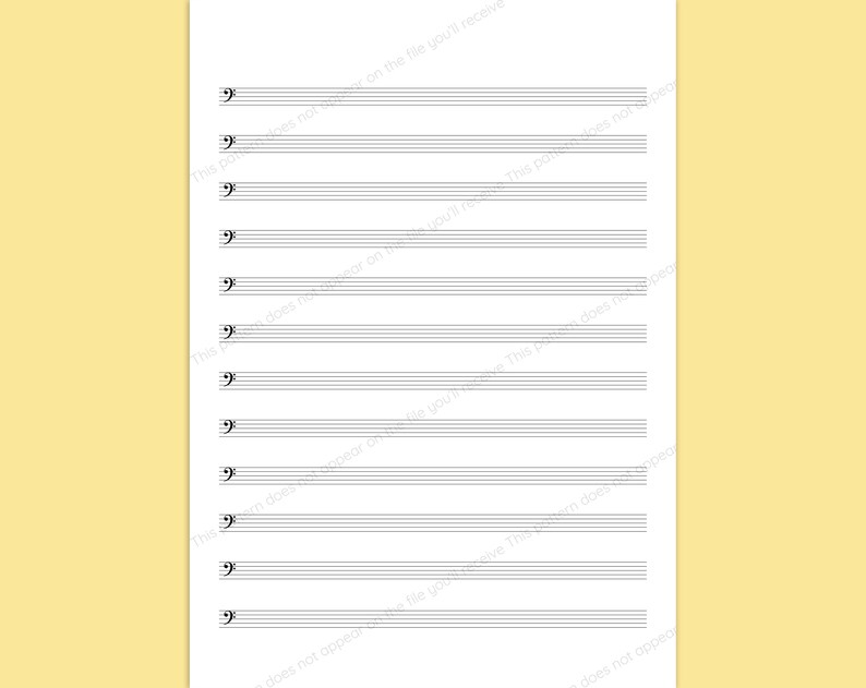 Printable Blank Sheet Music Bass Clef Template A4 Size - Etsy