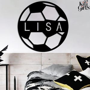 Personalized Soccer Ball Metal Sign,Custom Soccer Ball Name Sign, Soccer Ball Sign, Sports Name Sign,Metal Wall Art