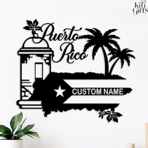 Personalized Puerto Rico Flag Sign,Custom Puerto Rico Flag Metal Wall Art,Puerto Rico Lover Name Sign,Born In Puerto Rico Home Decor