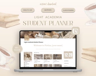 Agenda étudiant Notion | Light Academia, Modèle Notion, Agenda scolaire, Suivi des devoirs, Esthétique, Tableau de bord pour étudiant universitaire