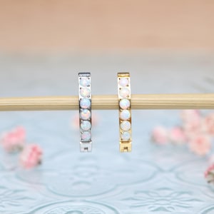 Navel Clicker Belly Barbell Piercing Belly Ring Belly Button Rings Belly Piercing Jewelry White Opal 14G Curved Navel Barbell