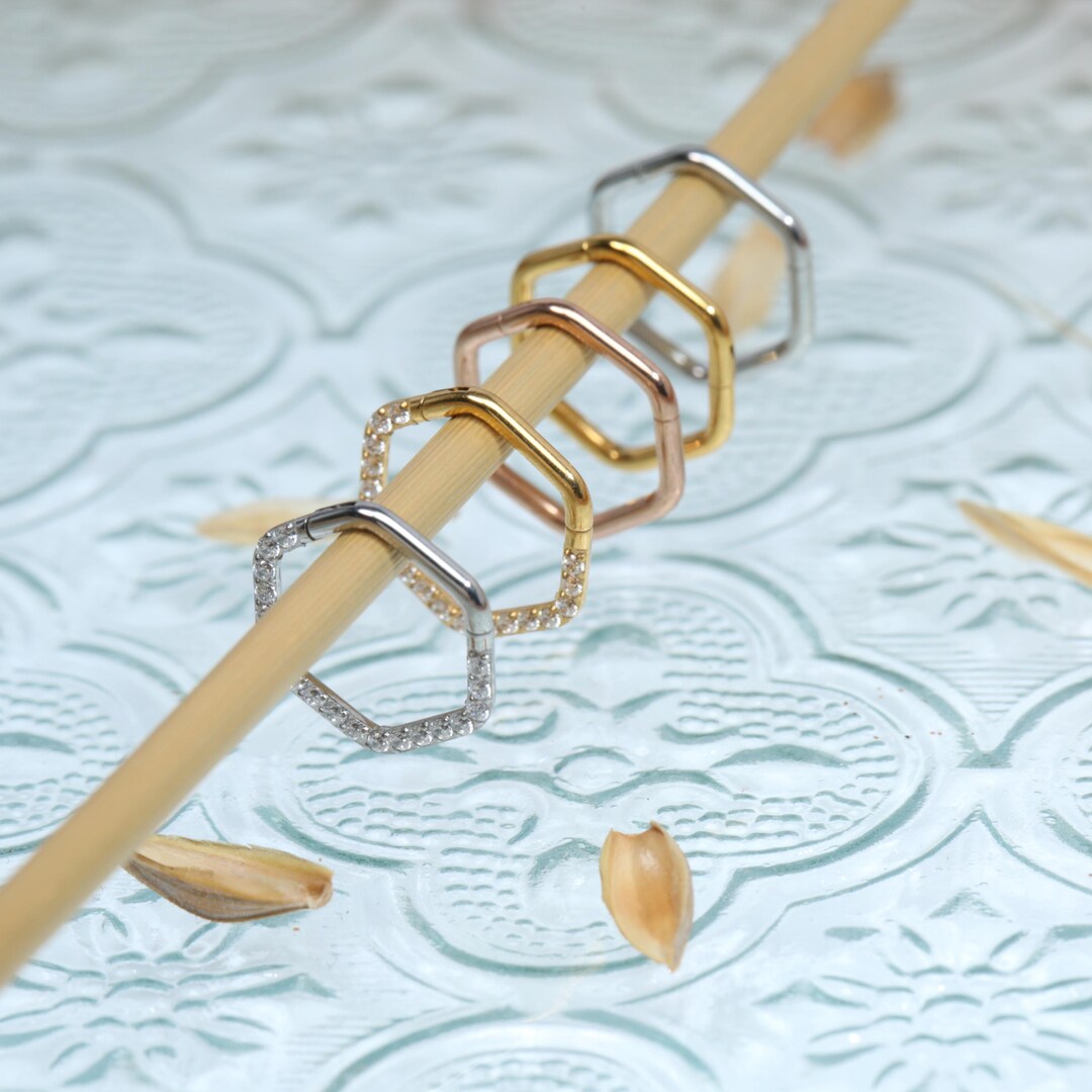 Hexagonal Nose Ring Helix Cartilage Earring Hoop Surgical Steel