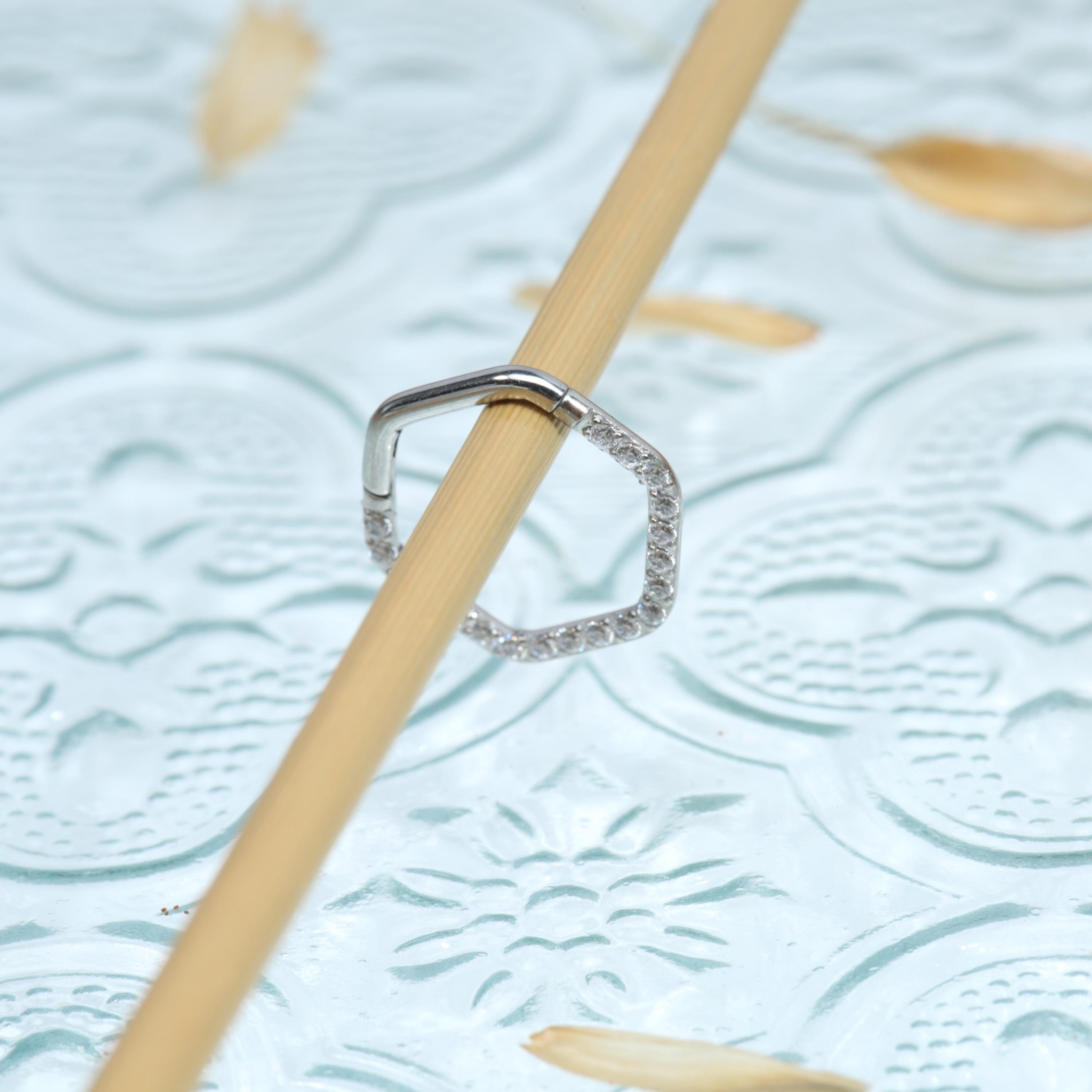 Hexagonal Nose Ring Helix Cartilage Earring Hoop Surgical Steel