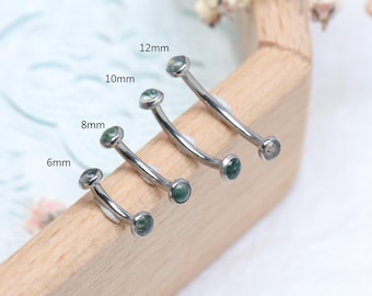Titanium Moss Agate Rook Piercing  Eyebrow Piercing Cartilage Piercing Eyebrow Bar Curved Bar Lip Bar