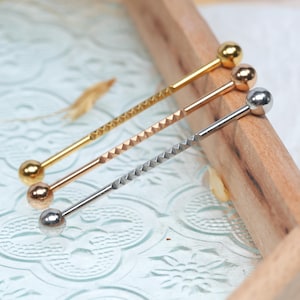 Industrial Bar With Pyramid -Industrial Piercing Jewelry -14G Industrial Barbell -Surgical Steel -Surface Cartilage Earring -38mm