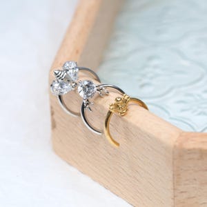 Anillo para tabique nasal con forma de ciervo o abeja, aro para nariz, Daith, hélice, trago, torre, joyería para perforación, pendiente para cartílago, acero quirúrgico de 16 g