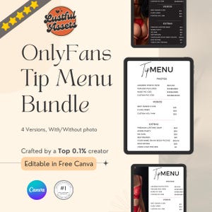 ONLYFANS tipsmenypaket | Redigerbar Canva-tipsmall för kreatörer, tipsmenyer, digitala camgirls och Fansly OF Enkel tipsmeny Canva bild 2