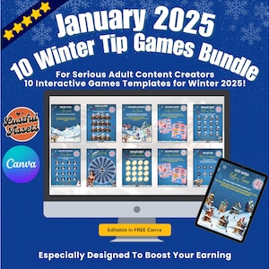 ONLYFANS Tip Games Winter Animated Themed Templates| Onlyfans Winter Tipping Game kit, Winter Canva Creators camgirls, OF Fansly Snap Script