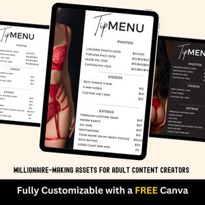 ONLYFANS Tip Menu Bundle | Editable Canva Tipping Template for Creators, Tipping Menu, Digital Camgirl & Fansly OF Simple Tip Menu Canva