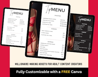 ONLYFANS Tip Menu Bundle | Editable Canva Tipping Template for Creators, Tipping Menu, Digital Camgirl & Fansly OF Simple Tip Menu Canva