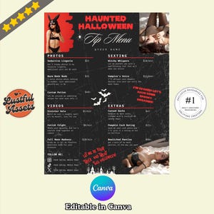 Halloween ONLYFANS Tip Menu | Editable Tipping Template for Creators, Digital Camgirl & Fansly OF Tip Menu 2024