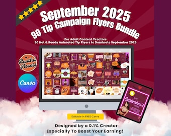 ONLYFANS September Animated Tip Flyers Bundle| Fall Themed Canva Templates, tipping game promo campaign