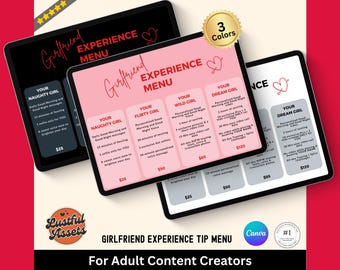 ONLYFANS Girlfriend Experience Tip Menu | OnlyFans Tip Editable Canva Tipping Template for Creators, Digital Camgirl & Fansly OF Tip Menu