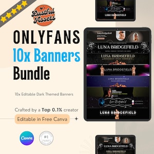 ONLYFANS Banner Bundle | Editable Canva Dark themes Banner for OnlyFans, Tipping Menu, Digital Camgirl & Fansly OF Simple, Snapchat