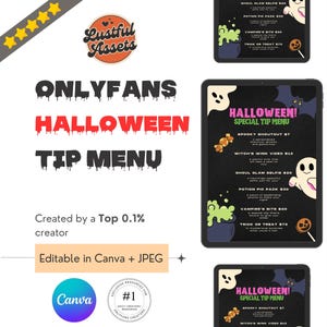 ONLYFANS Halloween Tip Menu | Editable Canva Tipping Template for Creators, Digital Camgirl & Fansly OF Tip Menu