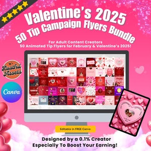 ONLYFANS Valentine&#39;s Tip Game Campaign Flyers February| Onlyfans Tipping, Templates bundle, promo Content for Camgirls, Fansly Snap OF
