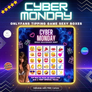 ONLYFANS Cyber Monday Tipping game Emoji Scavenger Hunt| Tip Game Onlyfans Idea  Canva Templates, OF, Fansly Snapchat, camgirls, creators