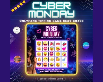 ONLYFANS Cyber Monday Tipping game Emoji Scavenger Hunt| Tip Game Onlyfans Idea  Canva Templates, OF, Fansly Snapchat, camgirls, creators