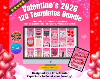 ONLYFANS Valentine's Templates, February Theme bundle, Game, Tip menu
