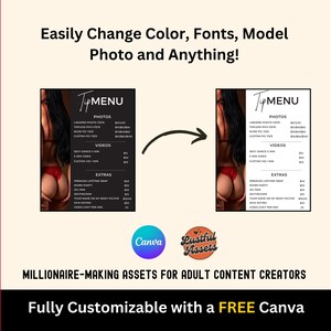 ONLYFANS tipsmenypaket | Redigerbar Canva-tipsmall för kreatörer, tipsmenyer, digitala camgirls och Fansly OF Enkel tipsmeny Canva bild 4