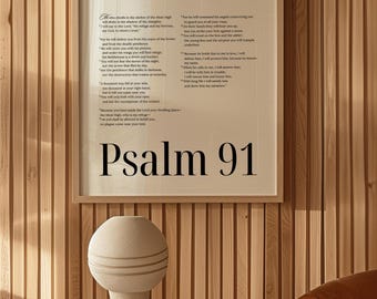Psalm 91 Bible Verse Christian Wall Art, My Refuge & My Fortress Scripture Poster, Minimalist Christian Decor, Aesthetic Faith-based Print