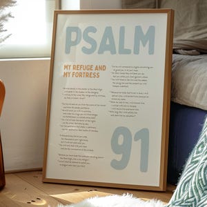 Psalm 91 Bible Verse Christian Wall Art, Psalm 91 Scripture Wall Art, Modern Trendy Christian Home Decor, Aesthetic Faith-based Wall Art