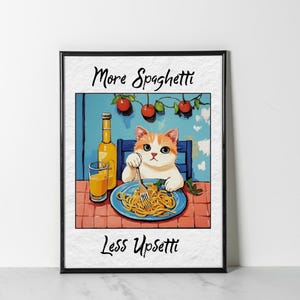Funny Cat Spaghetti Art Print: Retro Kitchen Decor (PNG, SVG Digital Download)