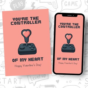 Gamer Valentine&#39;s Card: Funny Controller Heart Design (Printable Card)