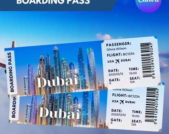 Editable Dubai Trip Boarding Pass Template (Canva)
