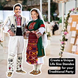 Personalized Life-Size Traditional Bulgarian Costume Standee SVG, PNG files, Bulgaria Folklore, Българска носия, Bulgarian Wedding Cutout