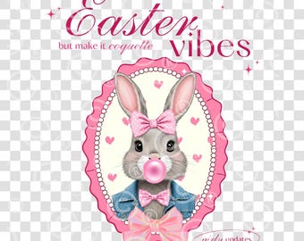 Coquette Easter Bunny PNG SVG: Bows & Bubblegum (Digital Download)