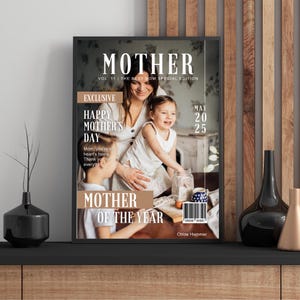 Bewerkbare canvassjabloon voor Moederdagtijdschriftomslag | Gepersonaliseerde moedercadeau | DIY-afdrukbaar, "Beste moeder ooit" tijdschriftomslag cadeau-idee voor moeder