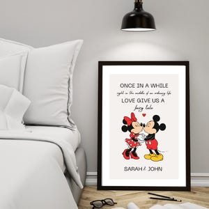 Romantic Mickey & Minnie Love Quote, Personalized Couple Gift, Anniversary Decor, Disney Inspired PNG, Custom Message, Printable Wall Art