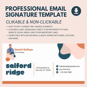 Professional Digital Email Signature for Business Owners, Gmail Digital Signature, Small Business, Branding, Clickable Signature, outlook