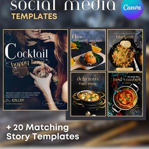 Améliorez la présence en ligne de votre restaurant indien avec 20 modèles de réseaux sociaux personnalisables pour Instagram et Facebook et des stories