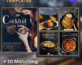 Plantillas de redes sociales para restaurantes indios: Instagram y Facebook